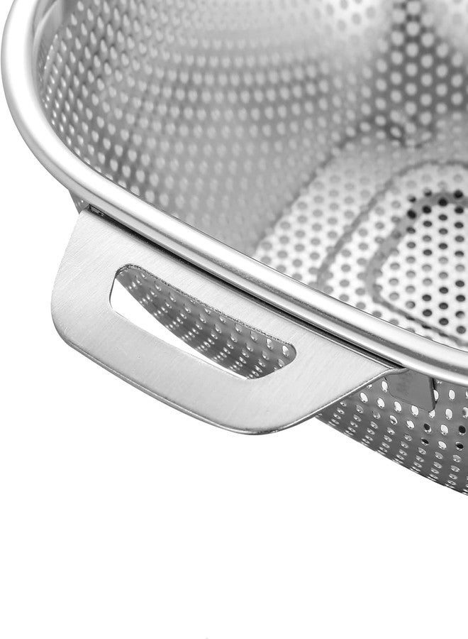 Kreshu Multi-Functional Rectangular Stainless Steel Basket with Handle| Colander Metal Strainer for Draining Vegetable Fruit Noodles Pasta Beans Grains Washing Filter Bowl Storing Purpose(Pack of 1) - Image 4